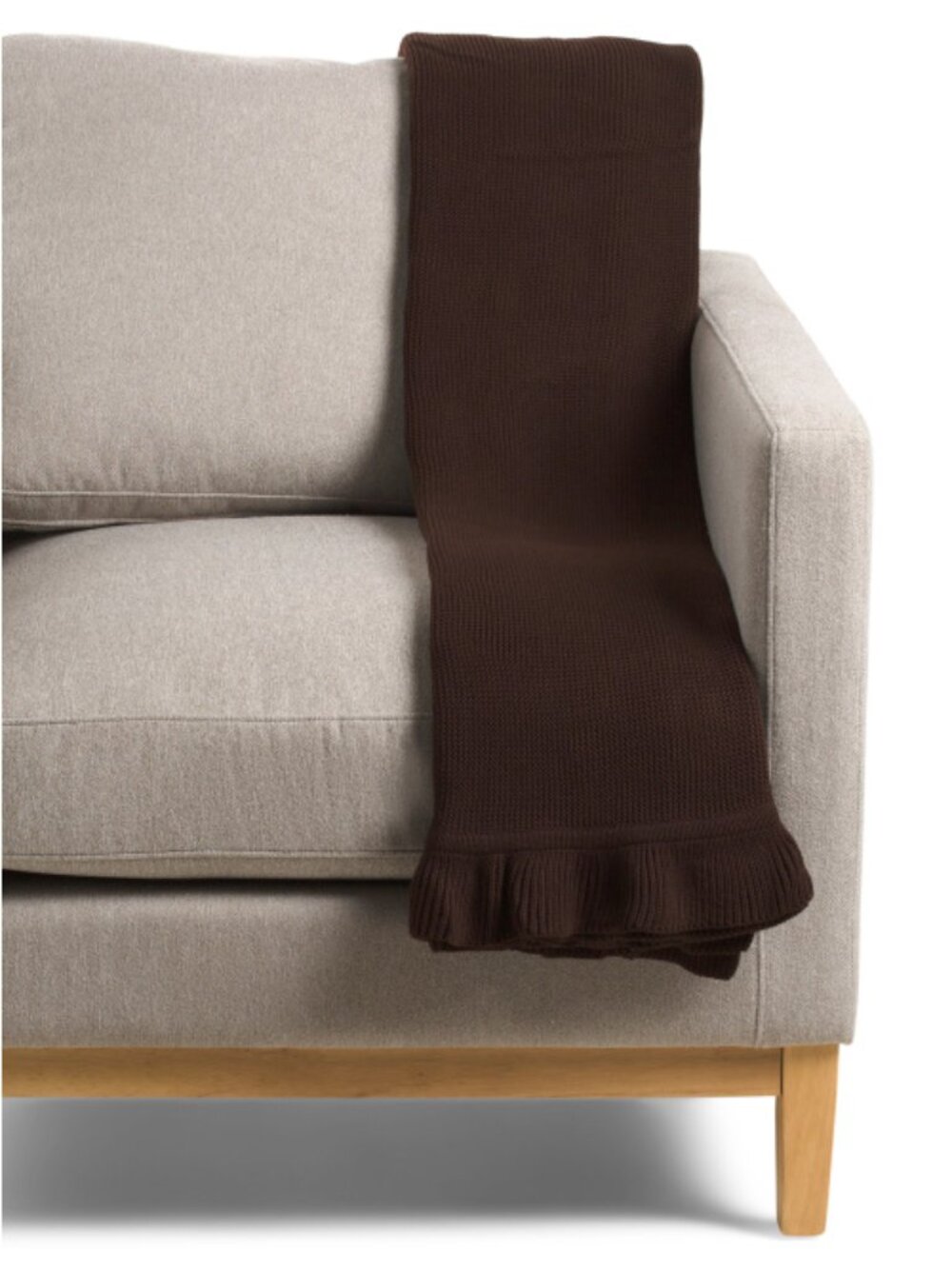 KASSATEX Cotton Pure Cozy Knit Ruffle Throw